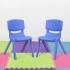 Roseto Set of (2) 14" Wide Plastic Stackable Kids Classroom Chairs Blue