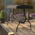 Roseto Convertible 3 Seat Outdoor Patio Swing / Outdoor Hammock Bed with Cushions and Adjustable Canopy Shade Black Sands