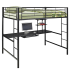 Roseto Full Steel Loft Bed with Wood Workstation Black