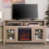 Roseto 58" Wide Contemporary High Boy TV Stand Media Cabinet with Electric Fireplace Driftwood