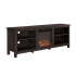 Roseto Contemporary 70" Wide Open Concept TV Stand with Built In Electric Fireplace Espresso