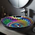 Ruvati Murano 16-1/8" Specialty Glass Vessel Bathroom Sink with Decorative Pattern Cosmic Black