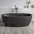 Ruvati Canali 59" Free Standing EpiStone Solid Surface Soaking Tub with Right Drain, Drain Assembly, and Overflow Matte Black