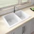 Ruvati epiGranite 33" Undermount Double Basin Granite Composite Kitchen Sink with Sound Dampening Arctic White
