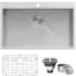 Ruvati Tirana 33" Drop In Single Basin 16 Gauge Stainless Steel Kitchen Sink with Basin Rack and Basket Strainer Stainless Steel