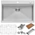 Ruvati Siena 30" Drop-In Single Basin Stainless Steel Kitchen Sink Includes Colander, Cutting Board, Basket Strainer, and Sink Grid Stainless Steel