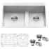 Ruvati Tirana 33" Drop In Double Basin 16 Gauge Stainless Steel Kitchen Sink with 2 Basin Racks and 2 Basket Strainers Stainless Steel