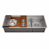 Ruvati Dual-Tier 45" Undermount Double Basin Stainless Steel Kitchen Sink with Basket Strainer, Colander and Cutting Board Stainless Steel