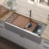 Ruvati Dual-Tier 45" Farmhouse Single Basin Stainless Steel Kitchen Sink with Basin Rack, Basket Strainer, Colander and Cutting Board Stainless Steel