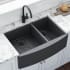 Ruvati Terraza 33" Farmhouse Double Basin Stainless Steel Kitchen Sink with Basin Rack and Basket Strainer Gunmetal Black