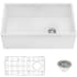Ruvati Fiamma 30" Fireclay Farmhouse Offset Drain Kitchen Sink Single Bowl White