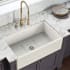 Ruvati Fiamma 33" Farmhouse Single Basin Fireclay Kitchen Sink with Basin Rack and Basket Strainer Biscuit