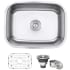 Ruvati Parmi 23-3/8" Undermount Single Basin 16 Gauge Stainless Steel Kitchen Sink with Basin Rack and Basket Strainer Stainless Steel