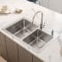 Ruvati Modena 33" Drop-In Double Basin 16 Gauge Stainless Steel Kitchen Sink with 2 Basin Racks and 2 Basket Strainers Stainless Steel