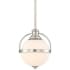 Savoy House Westbourne Single Light 8-3/4" Wide Mini Pendant with White Opal Glass Shade Satin Nickel