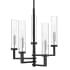Savoy House Folsom 5 Light 17" Wide Chandelier with Glass Shades Matte Black / Polished Chrome
