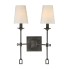 Savoy House Lorainne 2 Light 12-1/2" Wide Wall Sconce with Linen Shades Oxidized Black