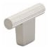 Schaub and Company Aspero 2" Wide Luxury Ridged Round Cabinet "T" Bar Knob / Drawer Bar Knob - Made in Spain Brushed Nickel