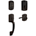 Schlage Encode Greenwich Right Handed Sectional Electronic Keyless Entry Handleset with Merano Interior Lever and Decorative Greenwich Trim Aged Bronze