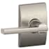Schlage Latitude Passage Door Lever Set with the Decorative Century Trim Satin Nickel
