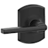 Schlage Latitude Passage Door Lever Set with Decorative Greenwich Trim Matte Black