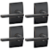 Schlage Latitude Passage Door Lever Set with Century Rose - Pack of 4 Aged Bronze