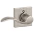 Schlage Accent Left Handed Non-Turning One-Sided Dummy Door Lever with Decorative Collins Trim Satin Nickel