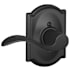 Schlage Accent Left Handed Non-Turning One-Sided Dummy Door Lever with Decorative Camelot Trim Matte Black