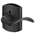 Schlage Accent Right Handed Non-Turning One-Sided Dummy Door Lever with Decorative Greenwich Trim Matte Black