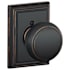 Schlage Andover Non-Turning One-Sided Dummy Door Knob with the Decorative Addison Rose Aged Bronze