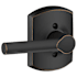 Schlage Broadway Non-Turning One-Sided Dummy Door Lever with Decorative Greenwich Trim Aged Bronze