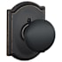 Schlage Plymouth Non-Turning One-Sided Dummy Door Knob with the Decorative Camelot Rose Aged Bronze