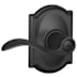 Schlage Accent Privacy Door Lever Set with Decorative Camelot Trim Matte Black