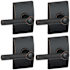 Schlage Broadway Privacy Door Lever Set with Decorative Century Trim - Pack of 4 Aged Bronze