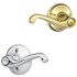 Schlage Flair Left Handed Privacy Door Lever Set - Split Finish Only Polished Brass x Polished Chrome