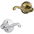 Schlage Flair Left Handed Privacy Door Lever Set - Split Finish Only Antique Brass x Polished Chrome