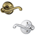 Schlage Flair Right Handed Privacy Door Lever Set - Split Finish Only Antique Brass x Polished Chrome