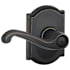 Schlage Flair Privacy Door Lever Set with Decorative Camelot Trim Aged Bronze