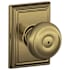 Schlage Georgian Privacy Door Knob Set with Decorative Addison Trim Antique Brass