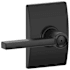 Schlage Latitude Privacy Door Lever Set with Decorative Century Trim Matte Black