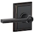 Schlage Latitude Privacy Door Lever Set with Decorative Addison Trim Aged Bronze