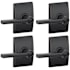 Schlage Latitude Privacy Door Lever Set with Century Rose - Pack of 4 Aged Bronze