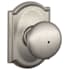 Schlage Plymouth Privacy Door Knob Set with Decorative Camelot Trim Satin Nickel