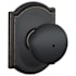 Schlage Plymouth Privacy Door Knob Set with Decorative Camelot Trim Aged Bronze