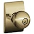 Schlage Orbit Keyed Entry Single Cylinder Door Knob Set with Decorative Century Trim Antique Brass