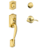 Schlage Double Cylinder Sectional Handleset with Left Handed Accent Interior Pack from the Camelot Collection Lifetime Polished Brass