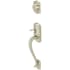 Schlage Double Cylinder Camelot Handleset with Jazz Interior Lever from the F-Series Satin Nickel