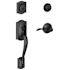 Schlage Camelot Right Hand Double Cylinder Handleset with Accent Interior Lever from the F-Series Matte Black