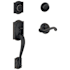 Schlage Camelot Left Hand Double Cylinder Handleset with Flair Interior Lever from the F-Series Aged Bronze