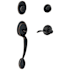 Schlage Plymouth Right Hand Double Cylinder Handleset with Accent Interior Lever from the F-Series Aged Bronze